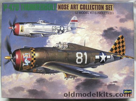 Hasegawa 1/72 P-47D Thunderbolt Nose Art Two Kits - 'Dallas Blonde' 319th FS 325 FG Italy 1944 / 'Look No Hands' 509th FS 405FG / 'Big Stud' Lt. Col Robert Baseler Italy 1944 / 'Fiery Ginger IV' Neal Kearby New Guinea 1944, SP46 plastic model kit